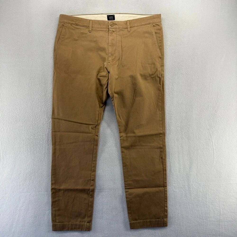 J.Crew 484 Slim Fit Stretch Chino Pants Mens 36x32 Brown Khaki Casual Trousers